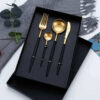 Cutlery gold & black 4pcs