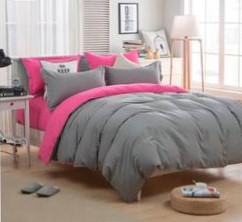Polish Bedsheet Set-Pink & Ash