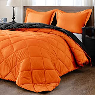 Cotton Bedsheet Set-Orange & Black