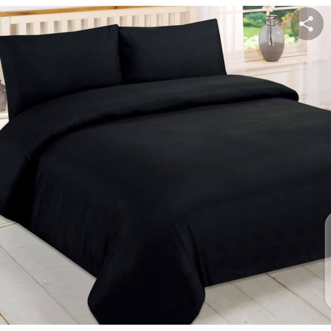 Black Cotton Bedsheet with Duvet Cover