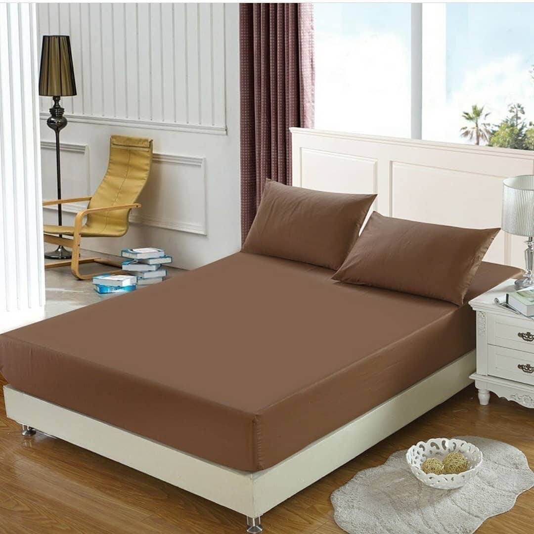 Brown Cotton Bedsheet with 4 pillow cases