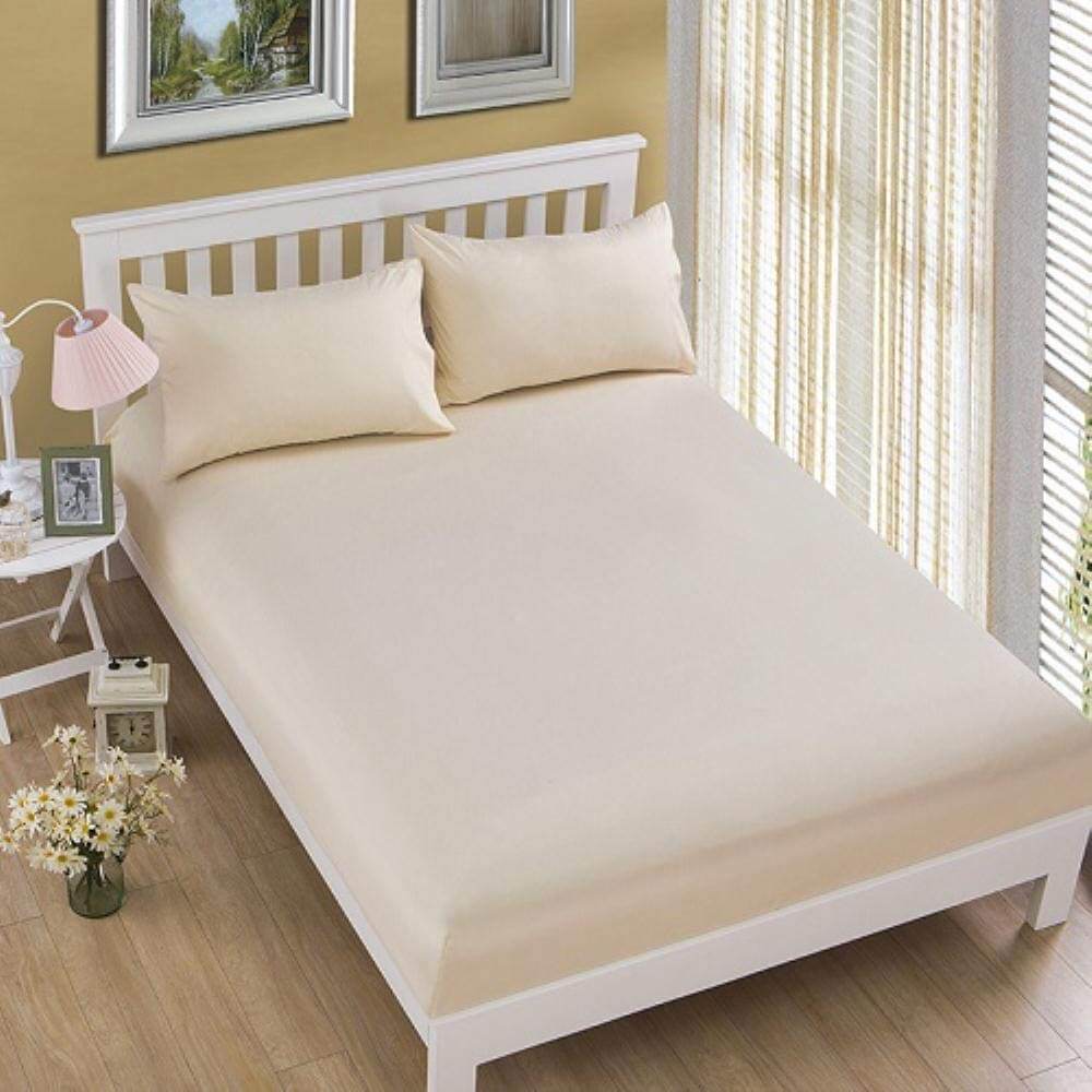 Cream Cotton Bedsheet with 4 pillow cases