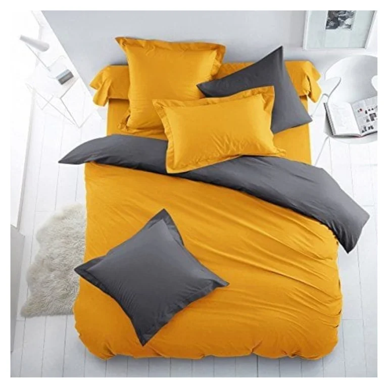 Polish Bedsheet Set-Grey & Yellow