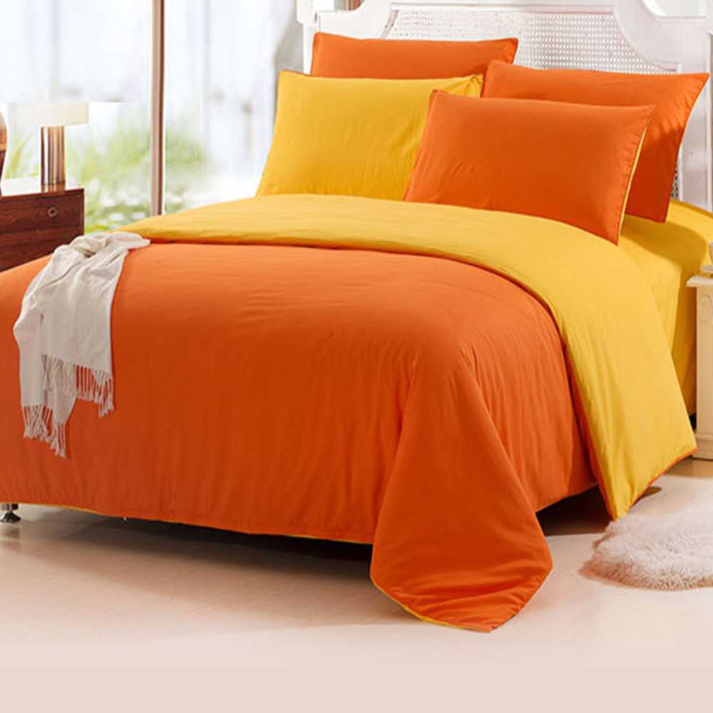 Polish Bedsheet Set-Orange & Yellow